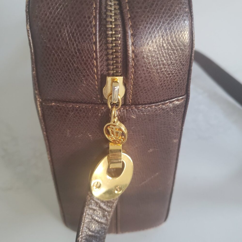 Vintage Lladro Dark Brown Leather Crossbody Adjustable Strap Handbag - Picture 10 of 11